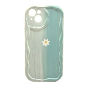 iPhone 15 Blue Aesthetic Case with Small Flower Design